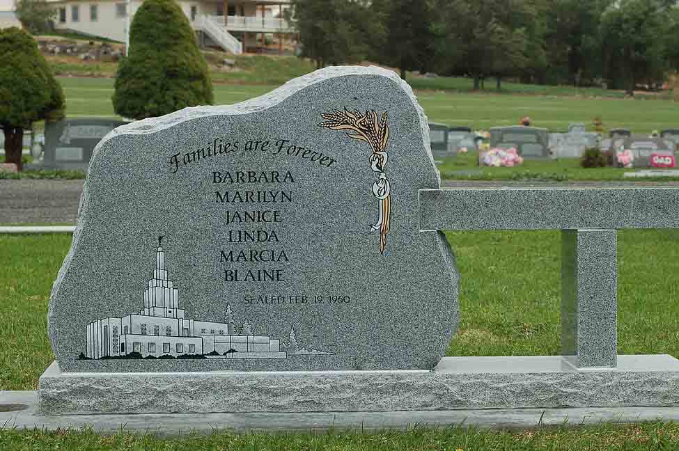 Granite memorial bench with engraved dedication